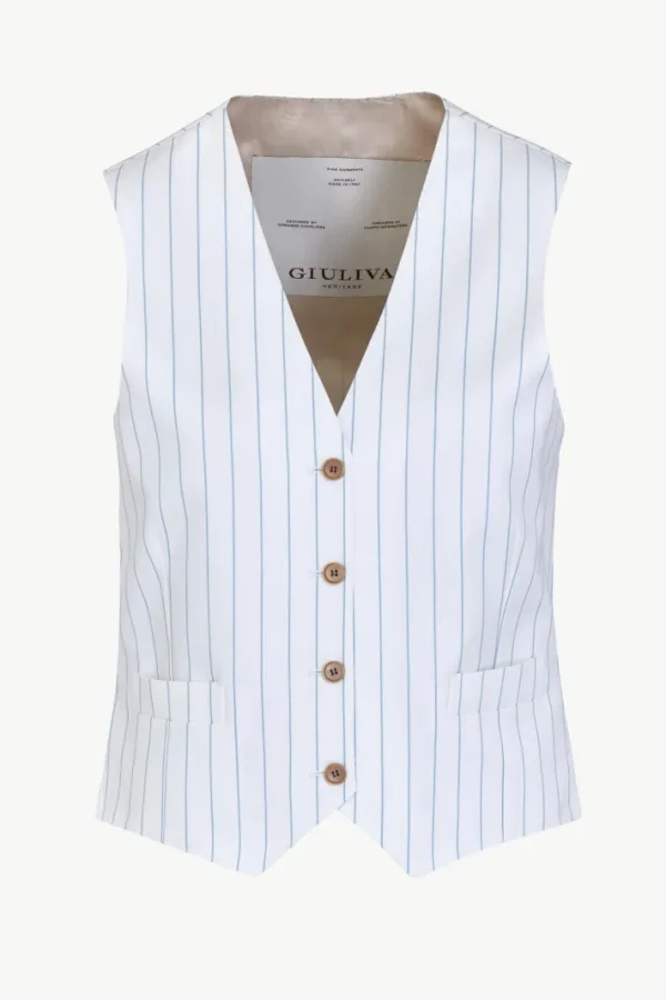 Giuliva Heritage Andrea Vest in Cotton Stripes<Women Waistcoats