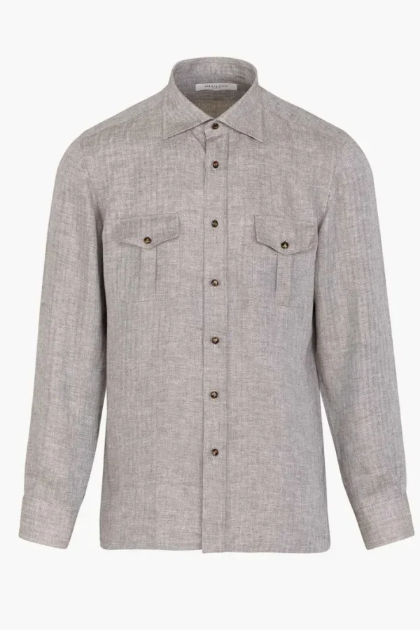 Giuliva Heritage Antonio Shirt in Linen Herringbone< Shirts