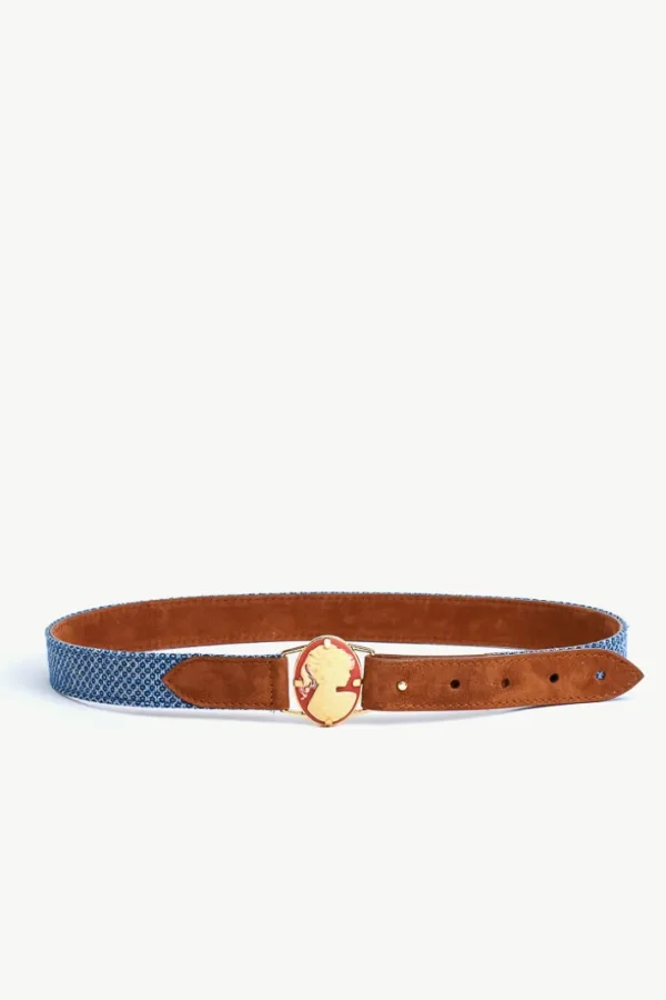 Giuliva Heritage Camelia Belt in Fabric and Suede<Women Accessories