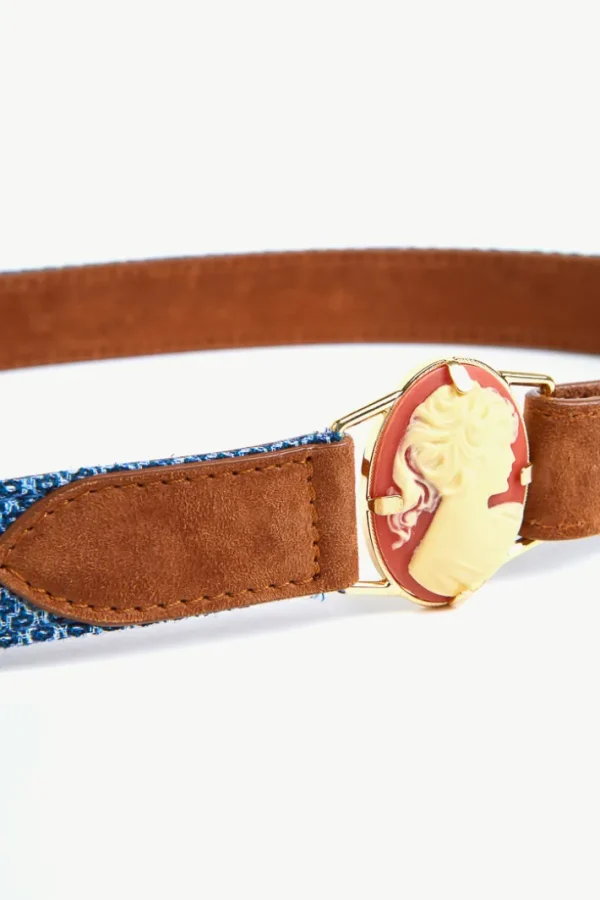 Giuliva Heritage Camelia Belt in Fabric and Suede<Women Accessories