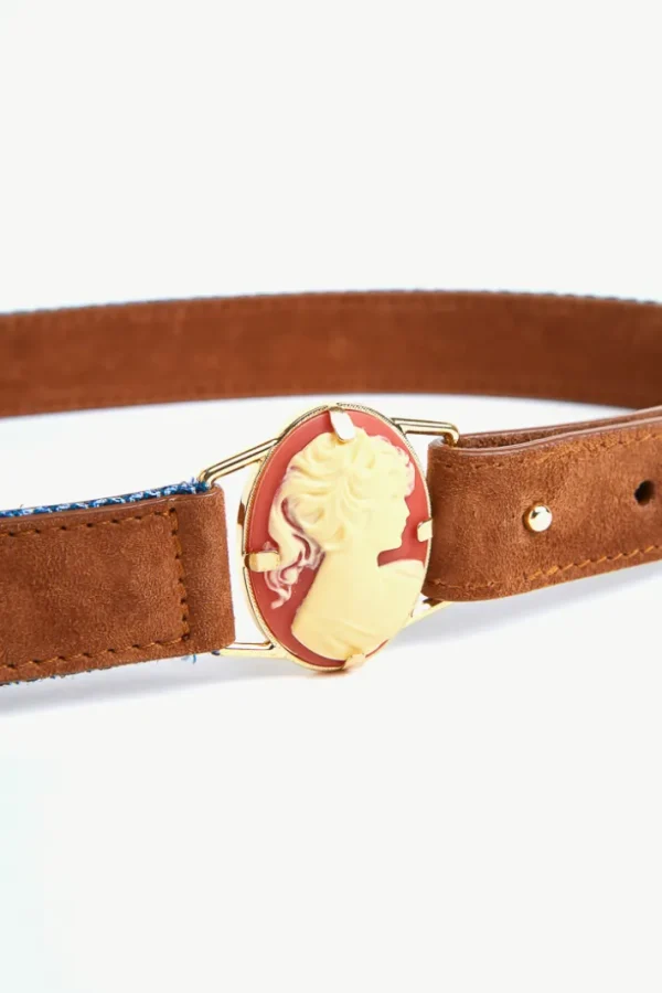 Giuliva Heritage Camelia Belt in Fabric and Suede<Women Accessories