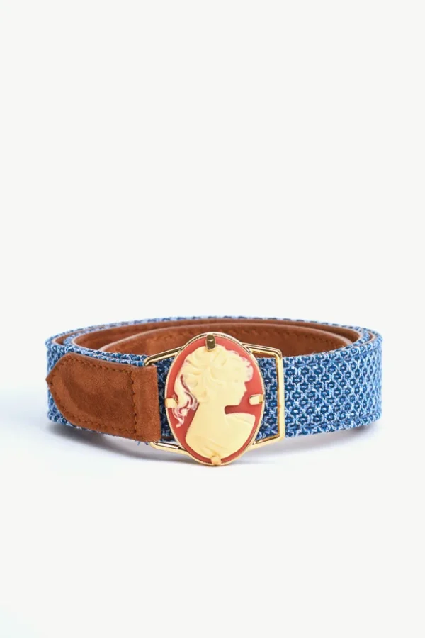 Giuliva Heritage Camelia Belt in Fabric and Suede<Women Accessories