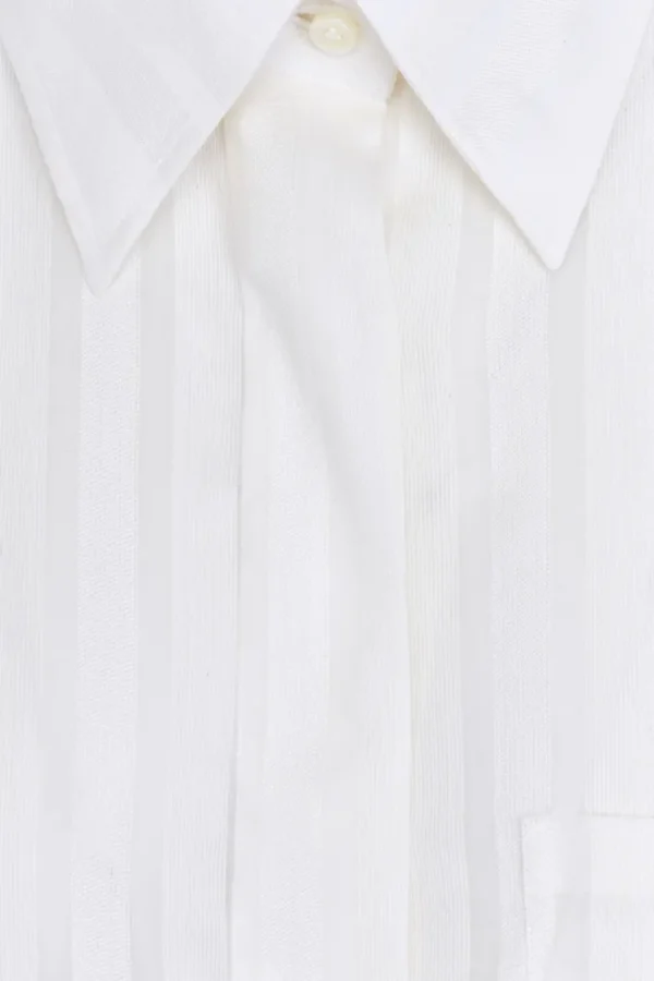 Giuliva Heritage Carmen Shirt in Cotton, Silk and Wool Stripes<Women Tops