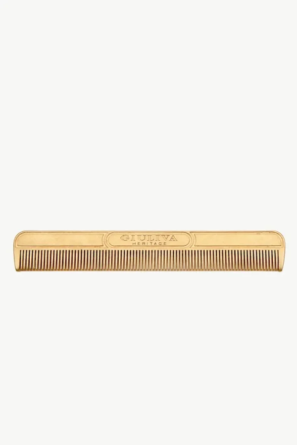 Giuliva Heritage Comb in Brass with Suede Case< Accessories