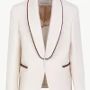 Giuliva Heritage Gaspare Blazer in Cotton Bouclé with Leather Piping< Blazers