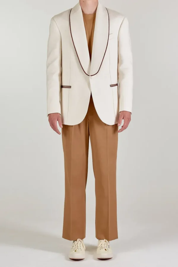 Giuliva Heritage Gaspare Blazer in Cotton Bouclé with Leather Piping< Blazers