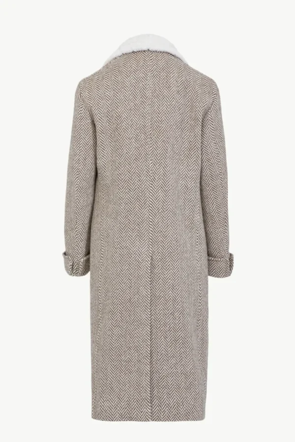 Giuliva Heritage Gerolamo Coat in Grand Herringbone and Shearling< Coats