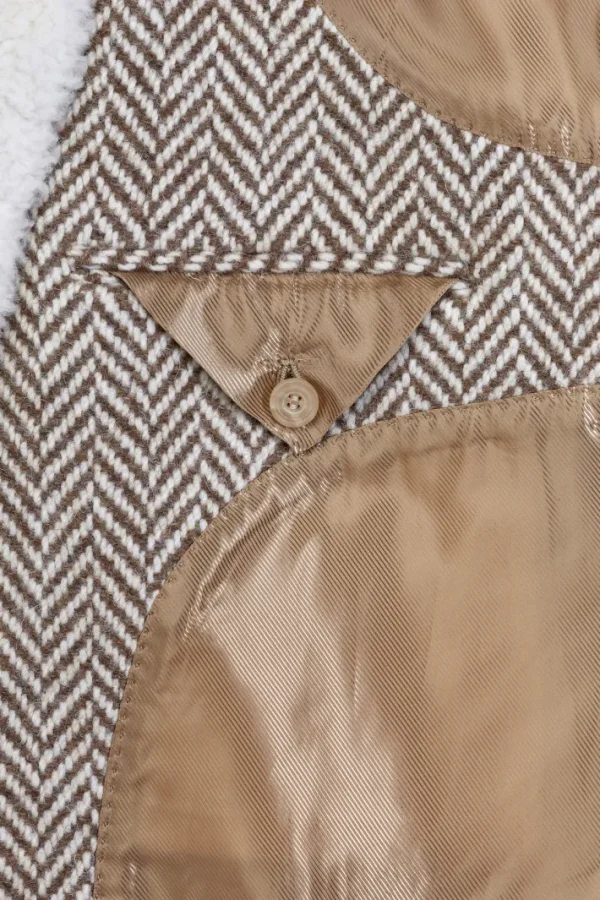 Giuliva Heritage Gerolamo Coat in Grand Herringbone and Shearling< Coats