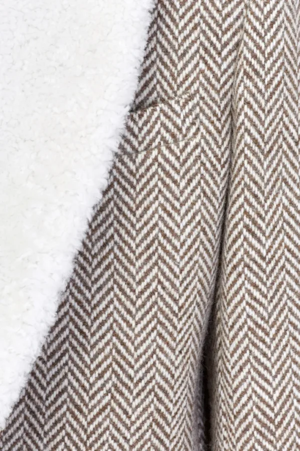 Giuliva Heritage Gerolamo Coat in Grand Herringbone and Shearling< Coats