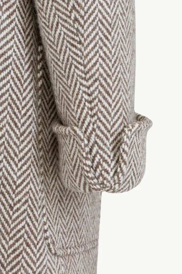 Giuliva Heritage Gerolamo Coat in Grand Herringbone and Shearling< Coats