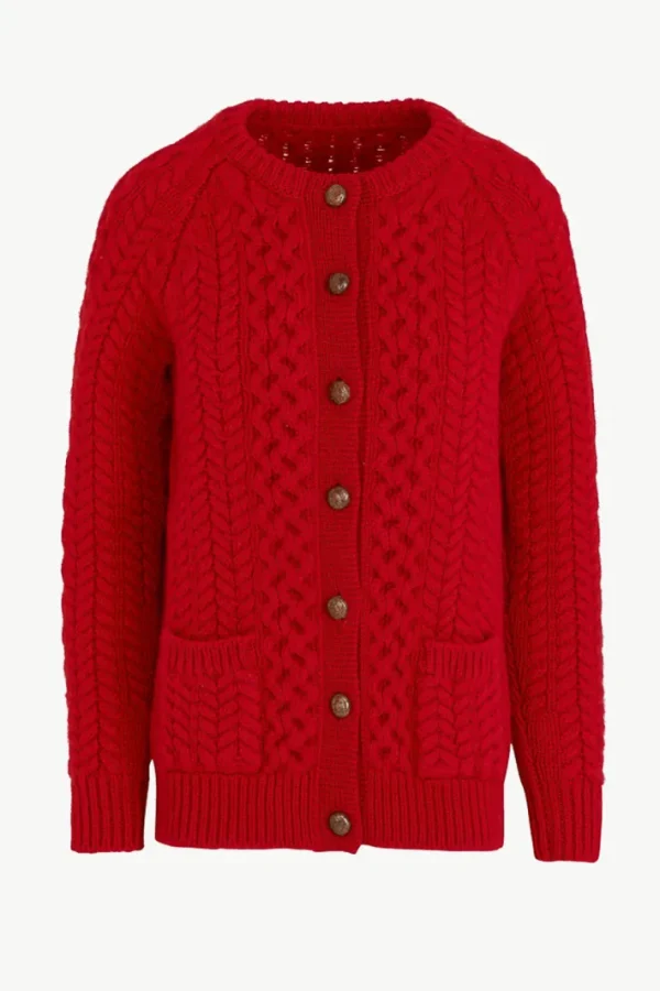 Giuliva Heritage Heidi Cardigan in Cable Knitted Wool<Women Knitwear