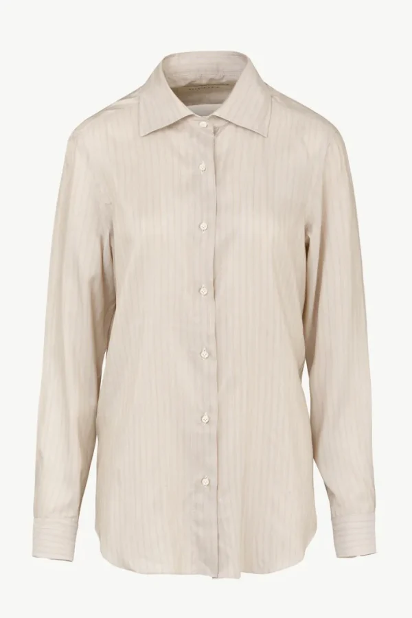 Giuliva Heritage Husband Shirt in Striped Silk<Women Tops