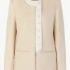 Giuliva Heritage Lara Blazer in Cotton Wool Blend and Leather<Women Blazers