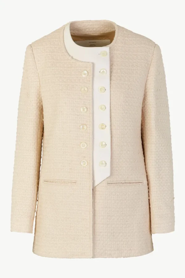 Giuliva Heritage Lara Blazer in Cotton Wool Blend and Leather<Women Blazers