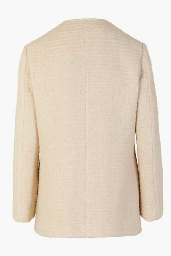 Giuliva Heritage Lara Blazer in Cotton Wool Blend and Leather<Women Blazers