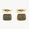 Giuliva Heritage Neptune Cufflinks in Lava Stone and Brass< Accessories