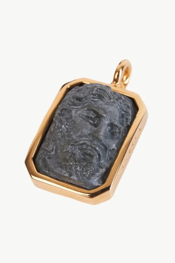 Giuliva Heritage Neptune Pendant in Brass and Lava Stone<Women Accessories | Accessories