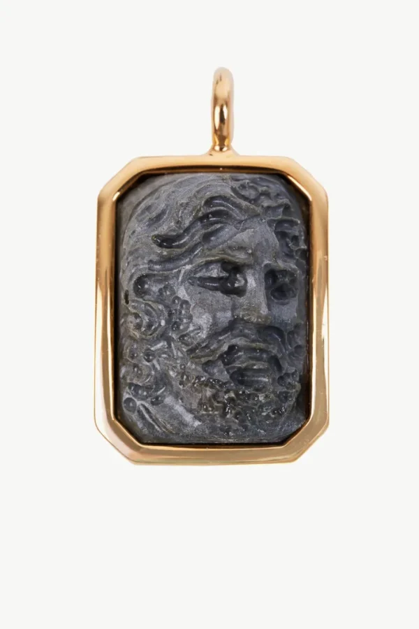 Giuliva Heritage Neptune Pendant in Brass and Lava Stone<Women Accessories | Accessories