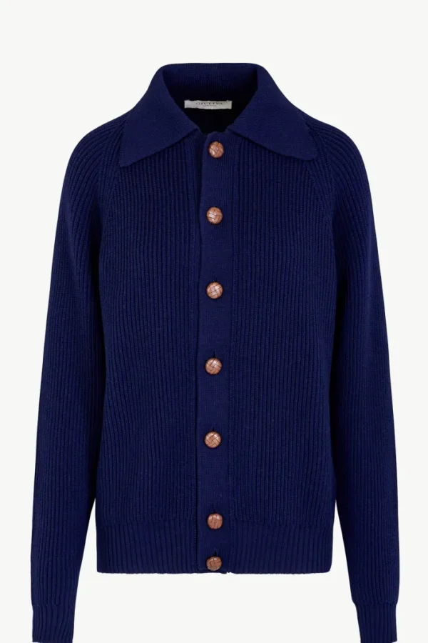 Giuliva Heritage Nino Cardigan in Ribbed Wool Knit< Knitwear